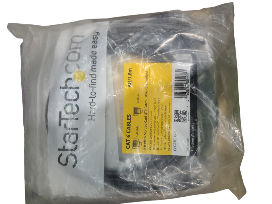 Lot 10x StarTech.com 6 ft. CAT 6 RJ45 Male Black Molded UPT patch Cable