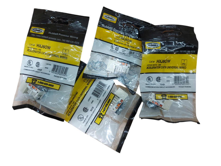 Lot 4x - Hubbell Premise White-HXJ6W Cat 6 Wiring Modular