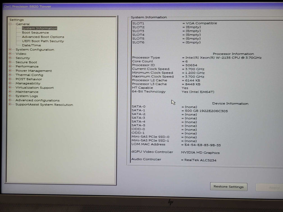 Dell Precision T5820, Xeon W-2135 32GB DDR4, 950W PSU, 500GB SSD, K2000 GPU _