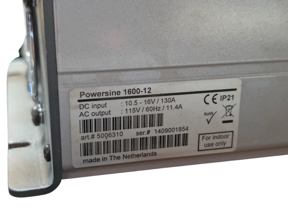 Powersine 1600-12 1600VA 12 Volt AC DC Power Inverter 12v DC to 115V AC  -
