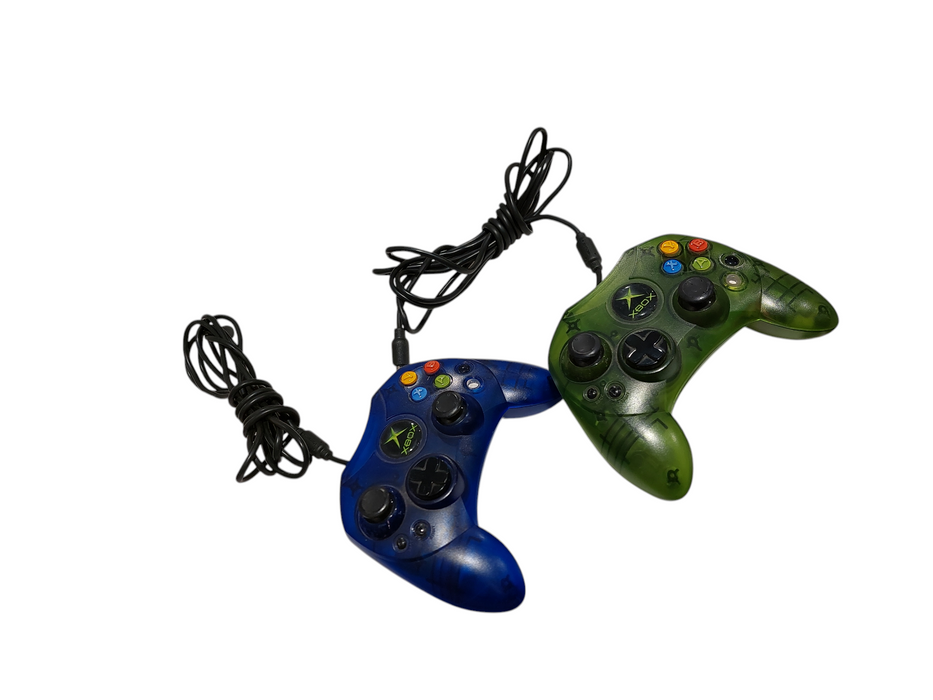 Bundle of 2 OEM Original Xbox Controller S Blue & Green  =