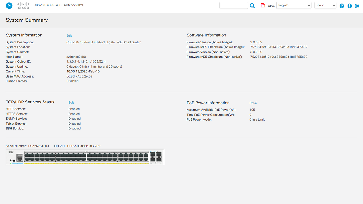 Cisco CBS250-48PP-4G V02, 48-Port Gigabit PoE+ 195W Smart Switch Q