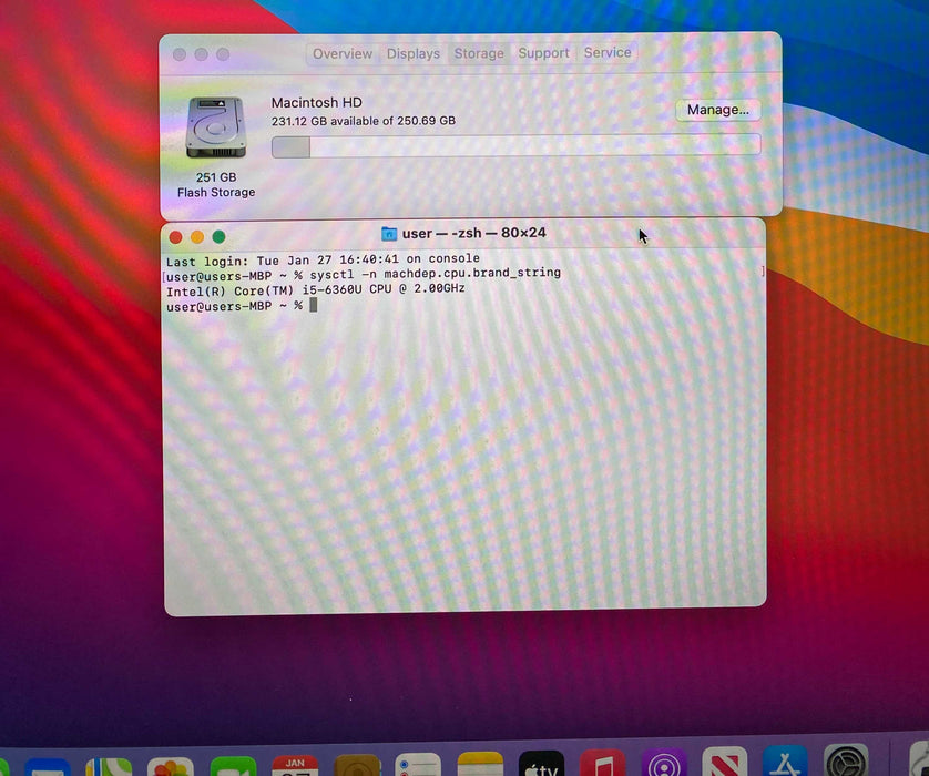 Apple MacBook Pro 13" 2016 i5-6360U 8GB 256SSD Battery Service Recommended