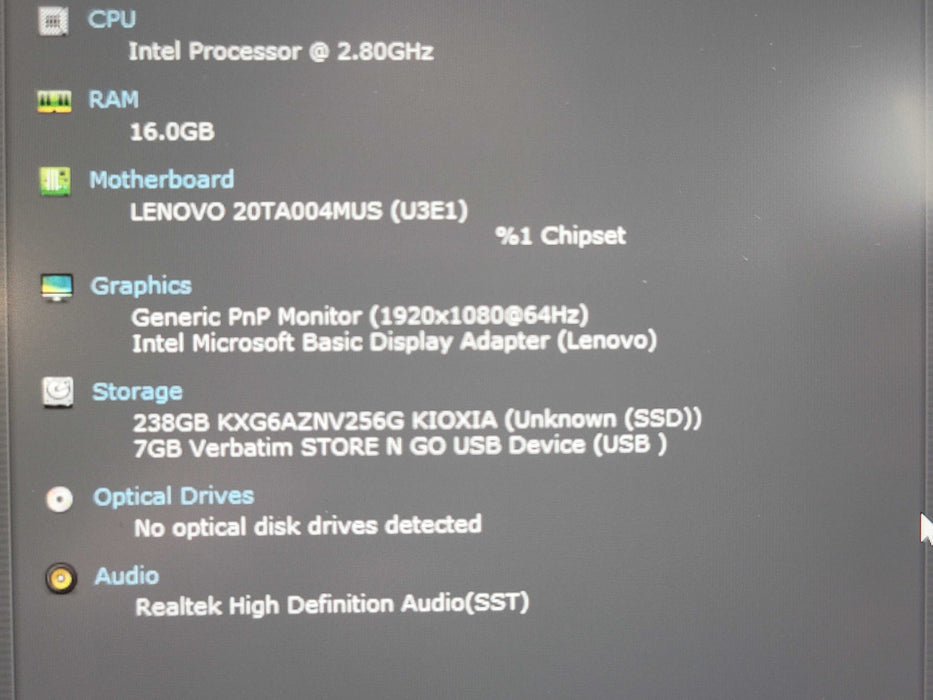 Lenovo ThinkPad E14 i7-1165G7 16GB RAM 256GB SSD READ NO adapter  β Lap200