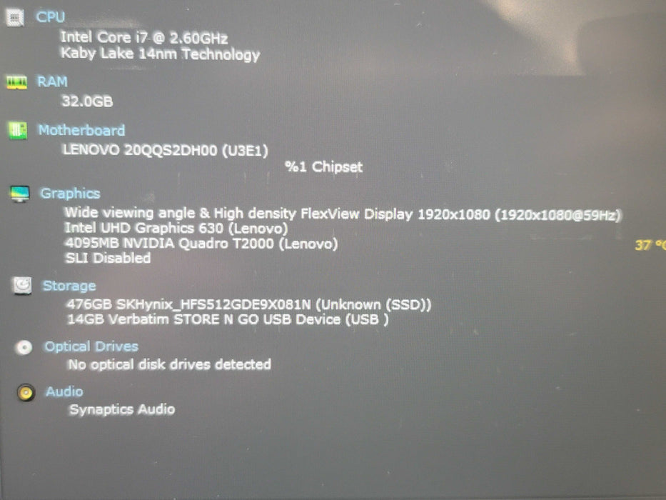 Lenovo ThinkPad P53 i7-9850H 32GB DDR4 Quadro T2000 512GB SSD READ! β Lap200
