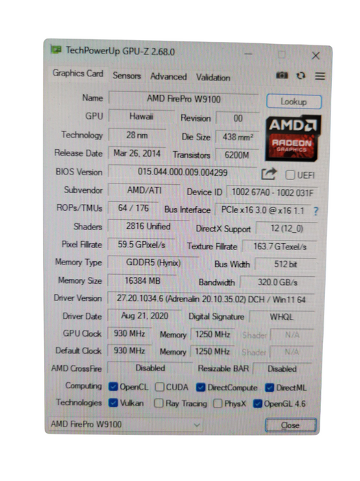 AMD FIREPRO W9100 16GB PCIE Q%