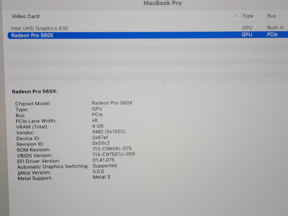 Apple Macbook Pro 2018 15" 6-Core i7-8850H @ 2.6GHz 16GB DDR4 500GB SSD GPU (
