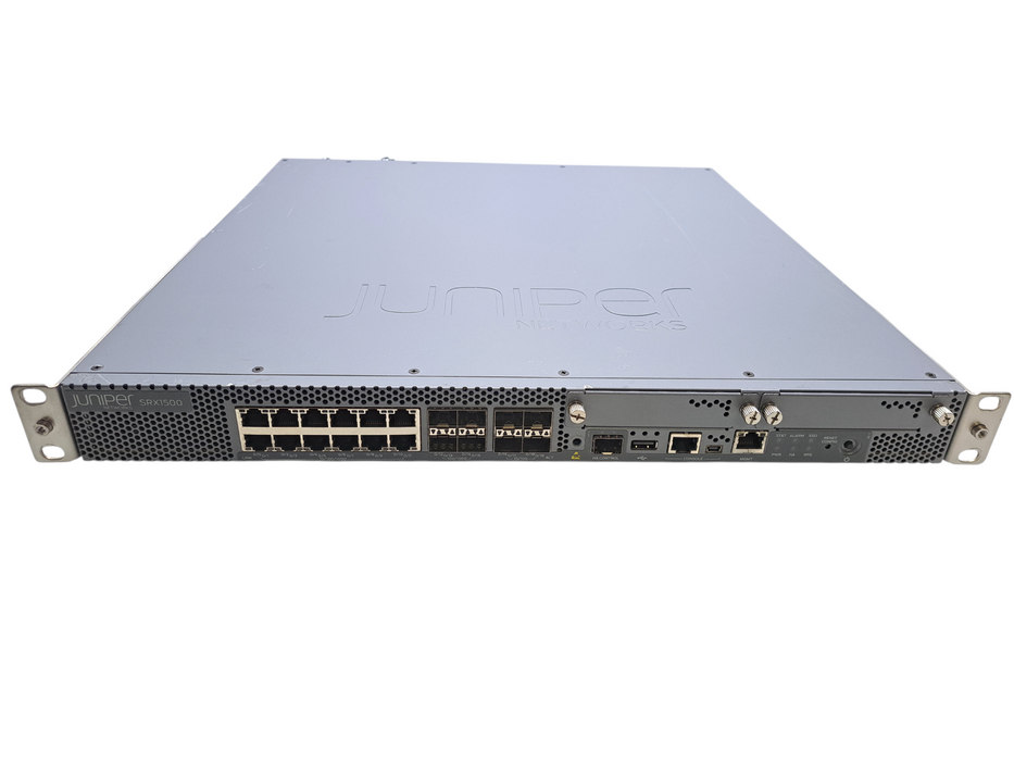 Juniper SRX1500-AC 16-Port 1G 4x 10G SFP+ 100GB SSD Services Gateway 2x PSU )