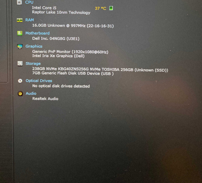Dell Latitude 3550 Core i5-1345U@1.60GHz 16GB RAM 256GB SSD  Lap200