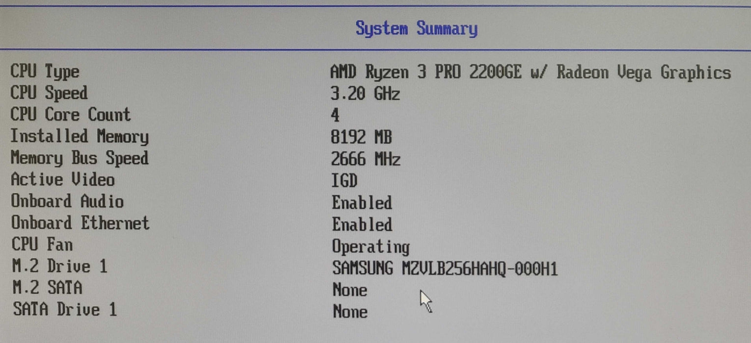 Lenovo ThinkCentre M715q - Ryzen 3 PRO 2200GE @ 3.20GHz 8GB RAM 256GB NVMe