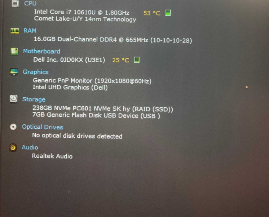 Dell Latitude 5510 Core i7-10610U@1.80GHz 16GB RAM 256GB SSD READ!  Lap200