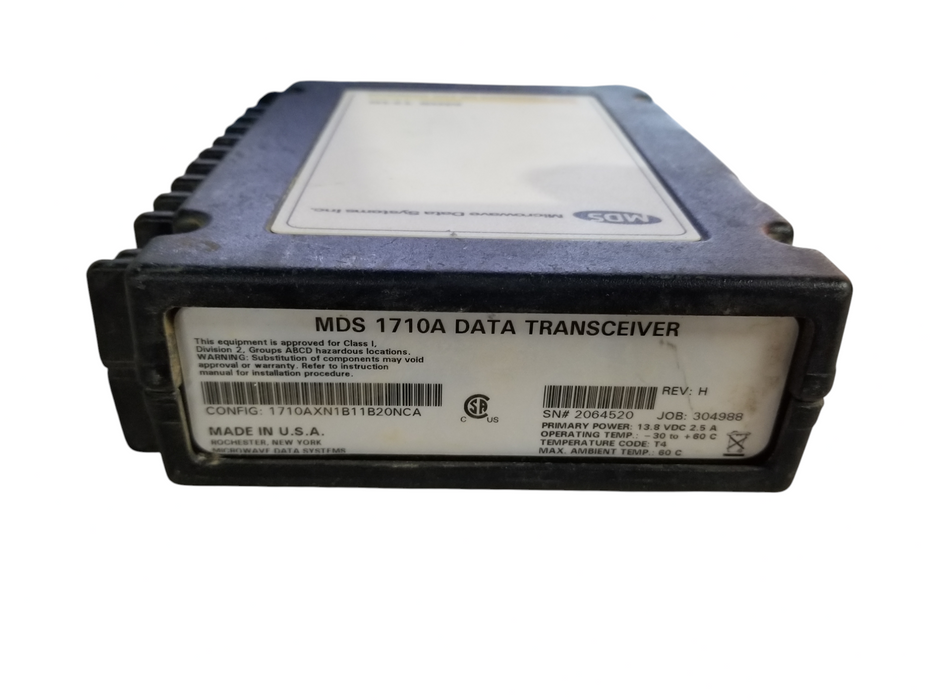 MDS 1710A DATA TRANSCEIVER FCA REV H 13.8VDC 2.5A Q