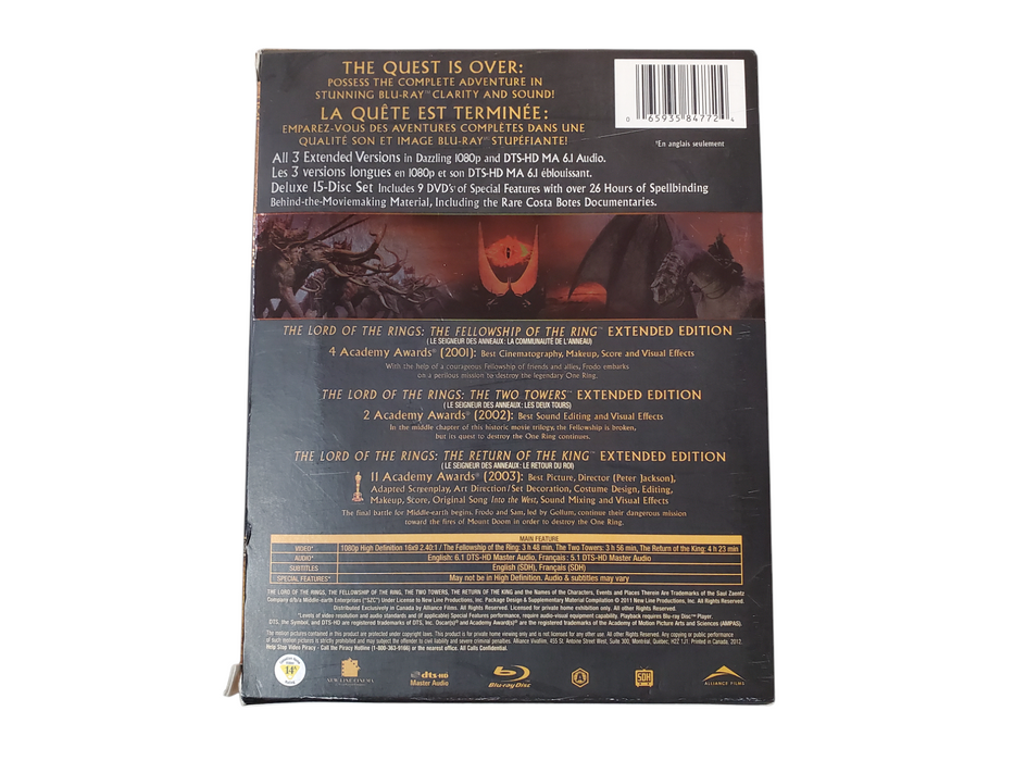 Blue-Ray Lord Of The Rings The Motion Picture Trilogy Extended Edition