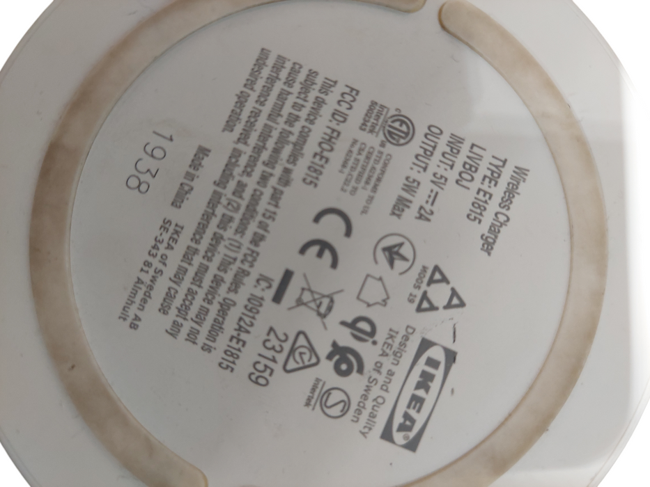 Ikea Wireless Charger White Type: E1815  =