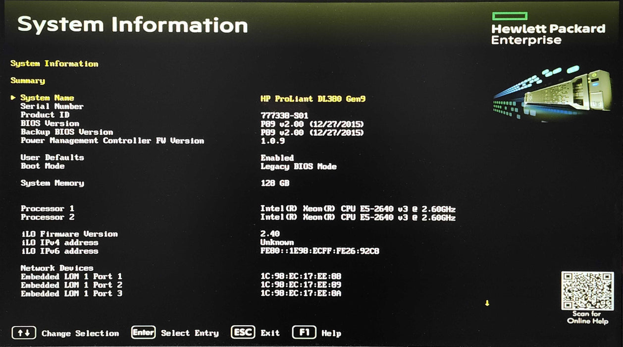 HP PL DL380 Gen9 8x2.5", 2x Xeon E5-2640v3, 128GB DDR4, P440ar, 2x 500W