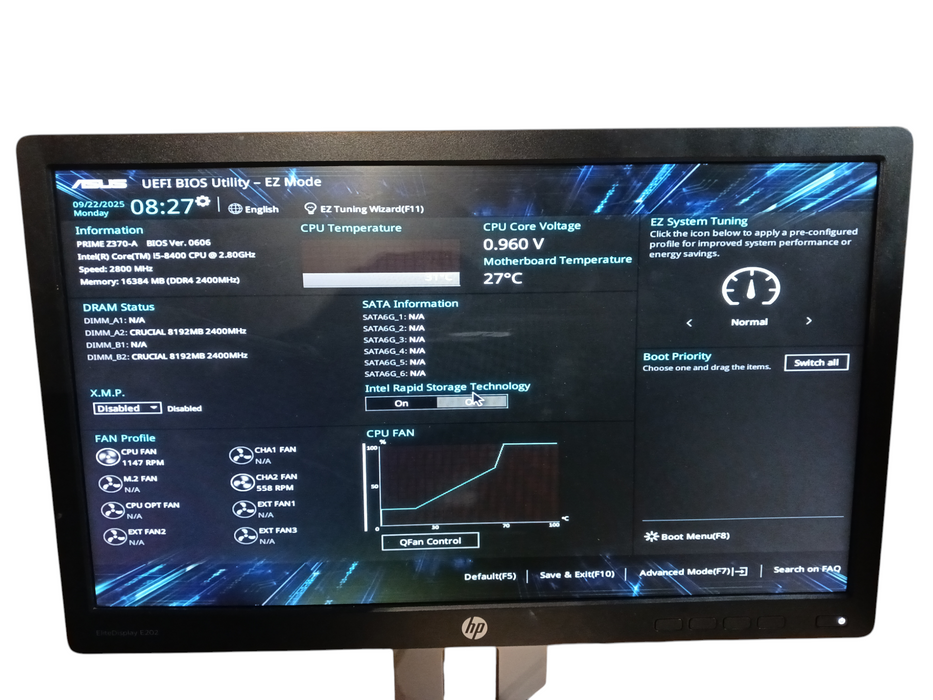 Custom Antec PC Asus Prime Z370-A Intel i5-8400 @2.8Ghz 16GB DDR4 No HDD