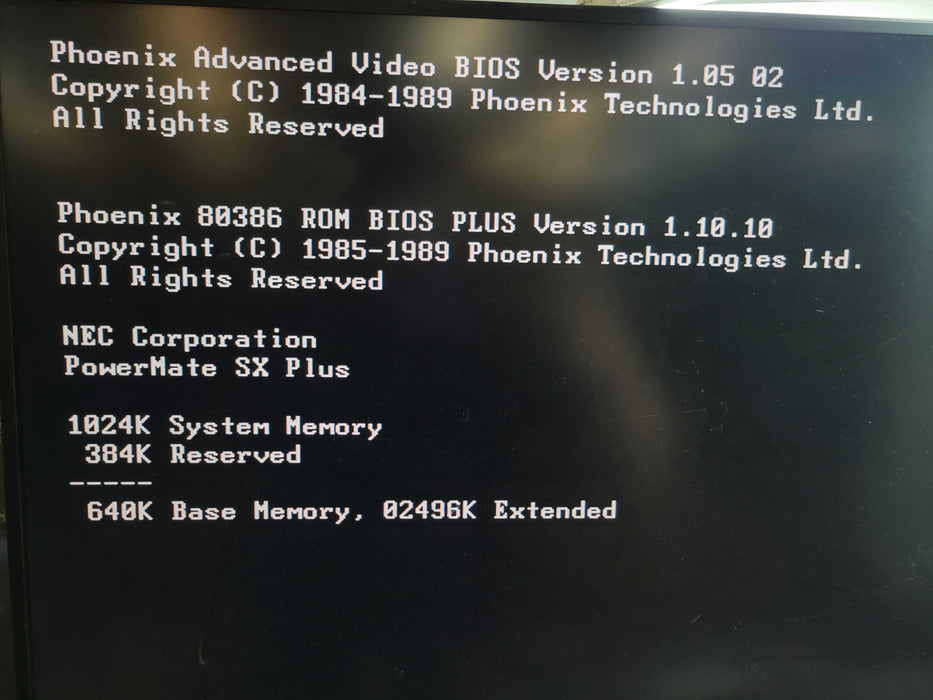 NEC Corporation - PowerMate SX Plus - 1MB RAM . 3MB Extended NO HDD %