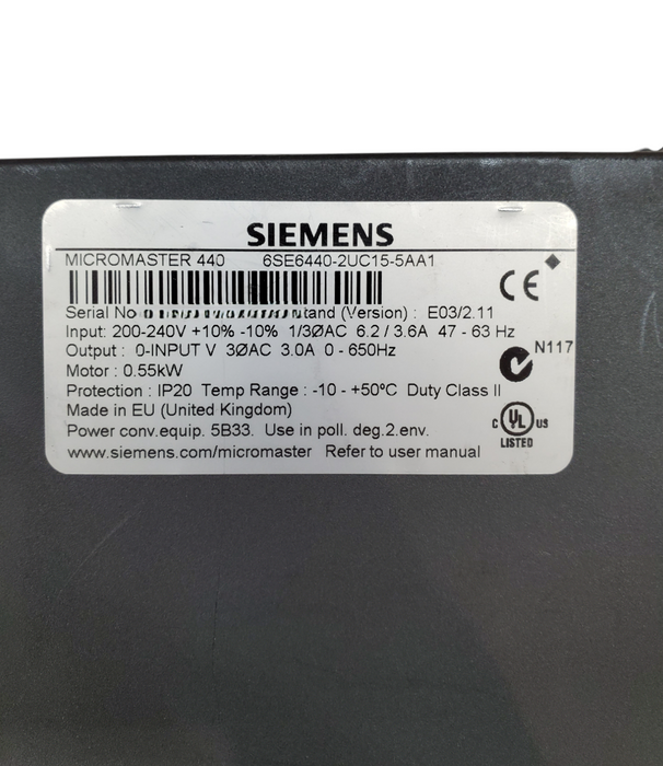 Siemens MicroMaster 440 - 6SE6440-2UC15-5AA1 *READ*