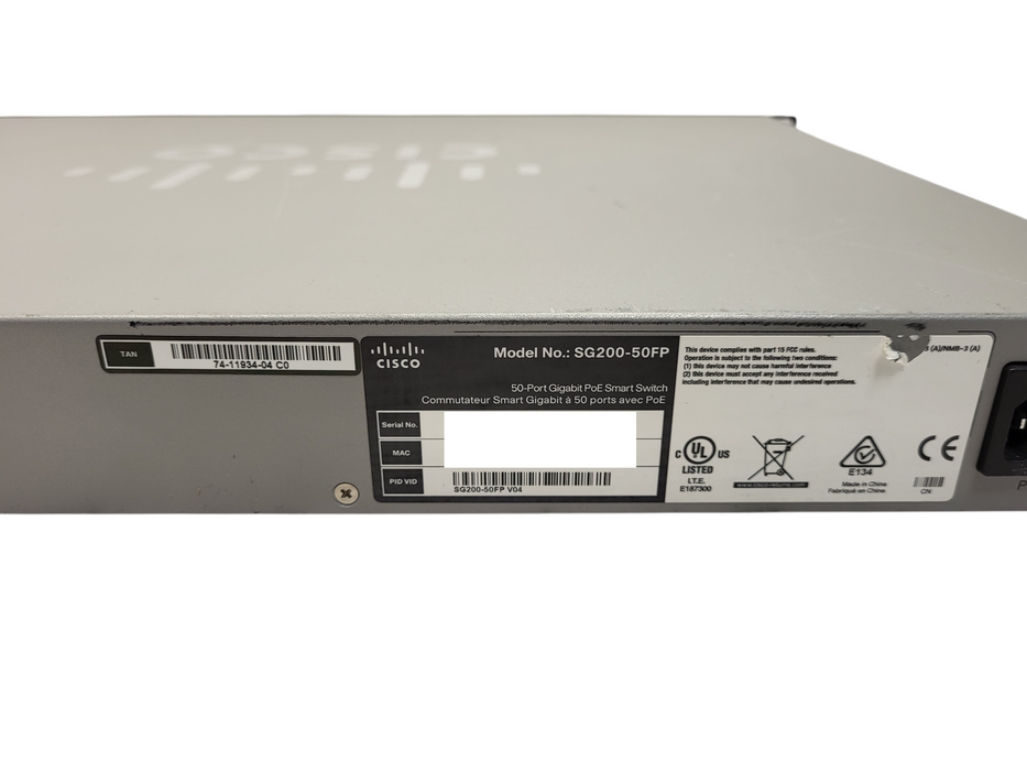 Cisco SG200-50FP Gigabit PoE Smart 50-Port Switch w/ 2 SFP Uplinks $