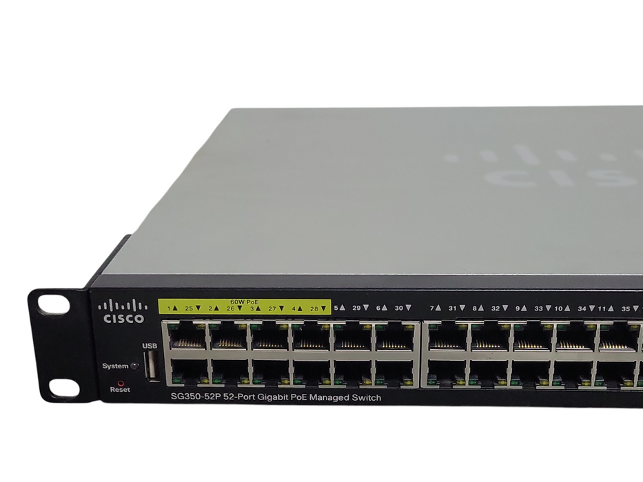 Cisco SG350-52P 52 Port Gigabit PoE Managed Switch w/ Rack Ears _
