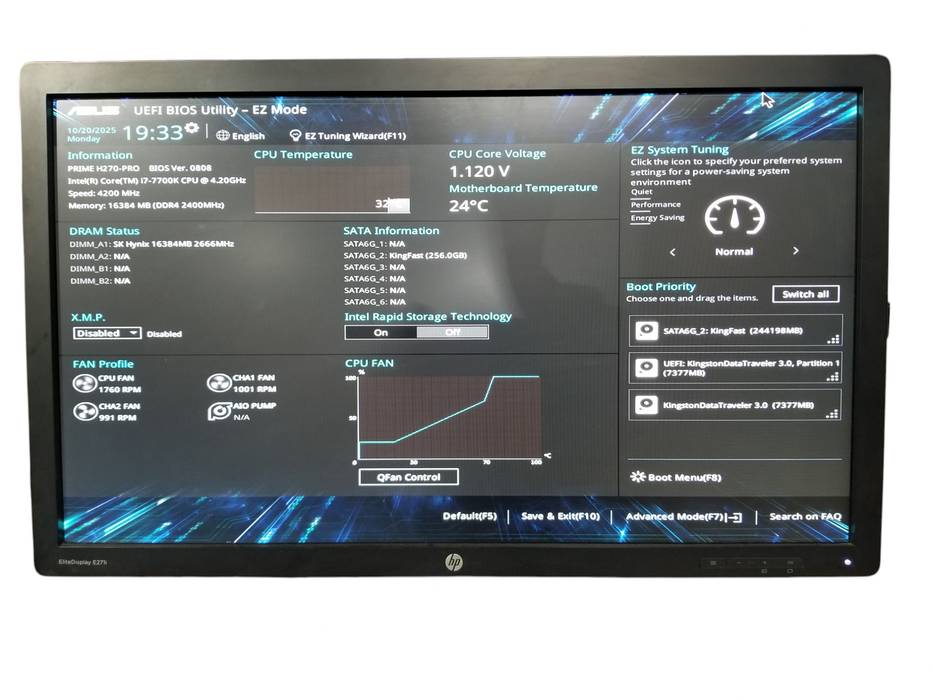 Custom Desktop PC Core I7-7700K 4.20GHz, 16GB DDR4, 750W PSU, 256GB SSD
