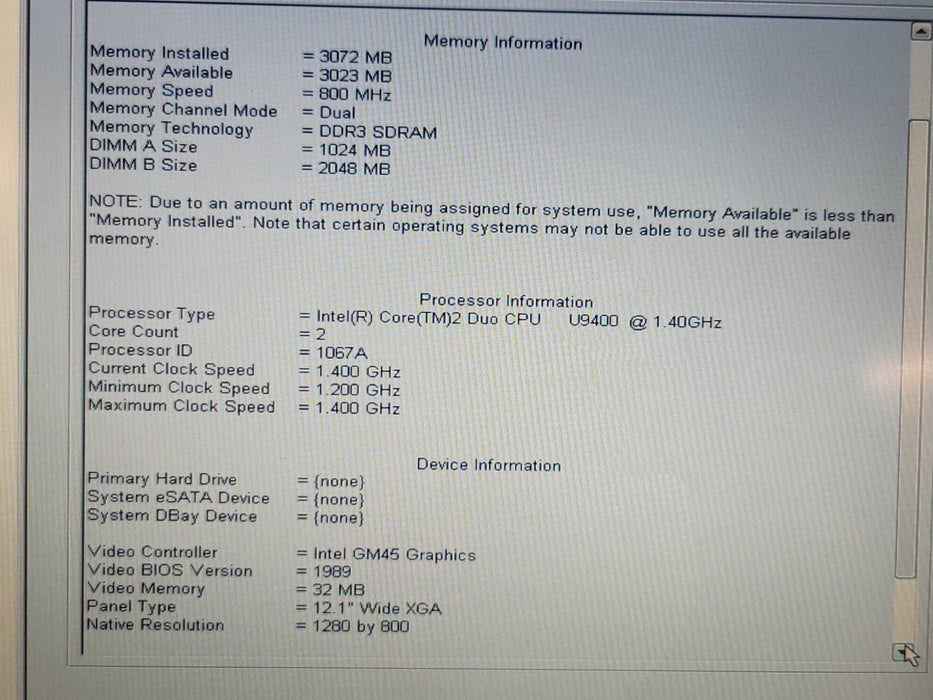 Retro Dell Latitude XT2| C2D-U9400 | 3GB DDR3 | NO HDD  β BudLap