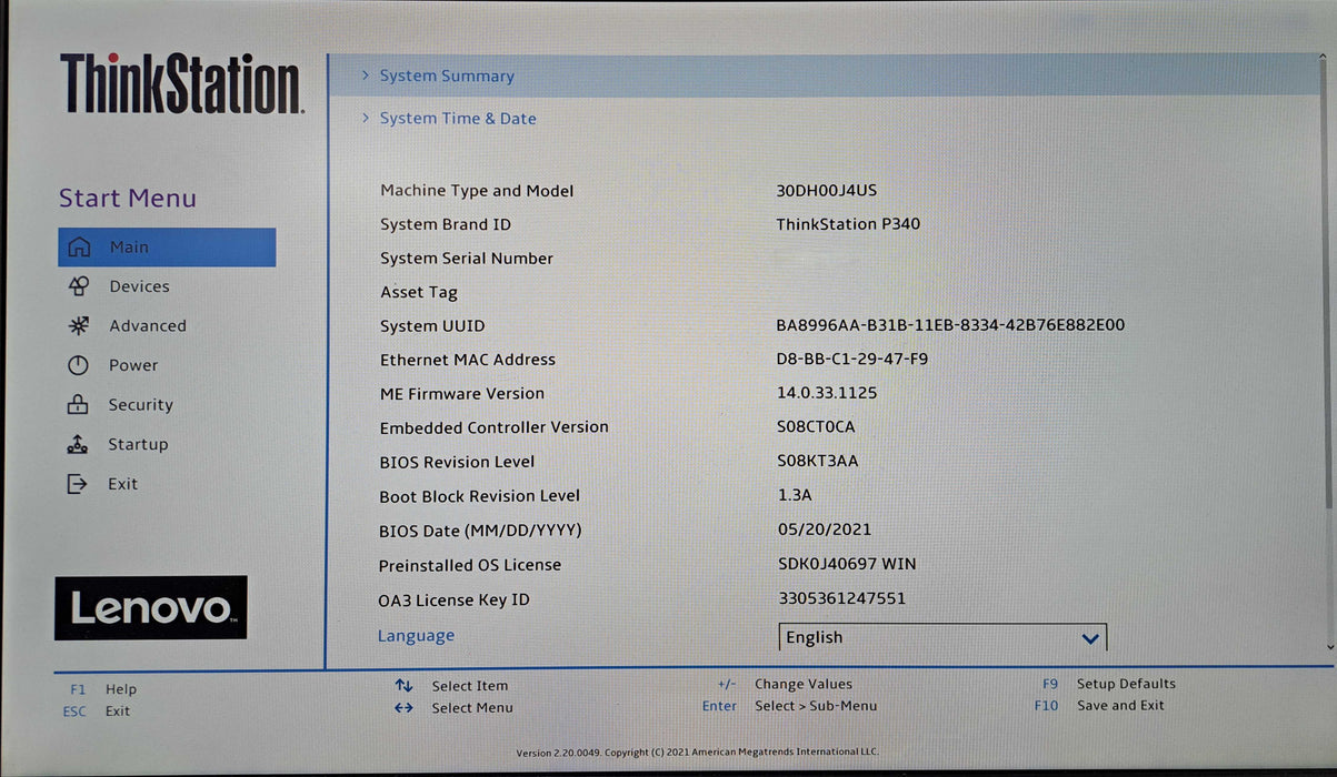 Lenovo ThinkStation P340 Tower | Intel Core i7-10700, 32GB DDR4, 256GB NVMe )