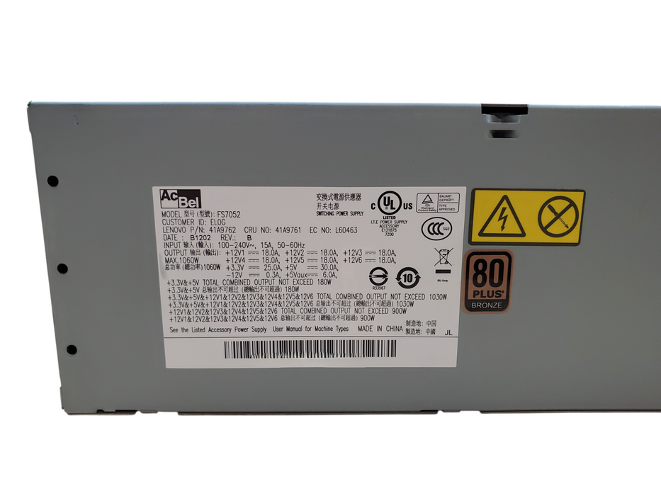 AcBel Switching Power Supply 1060W 80+ Bronze FS7052