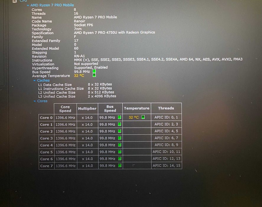 HP EliteBook 855 G7 AMD Ryzen 7 PRO 4750U@1.70GHz 16GB RAM 256GB SSD  Lap200