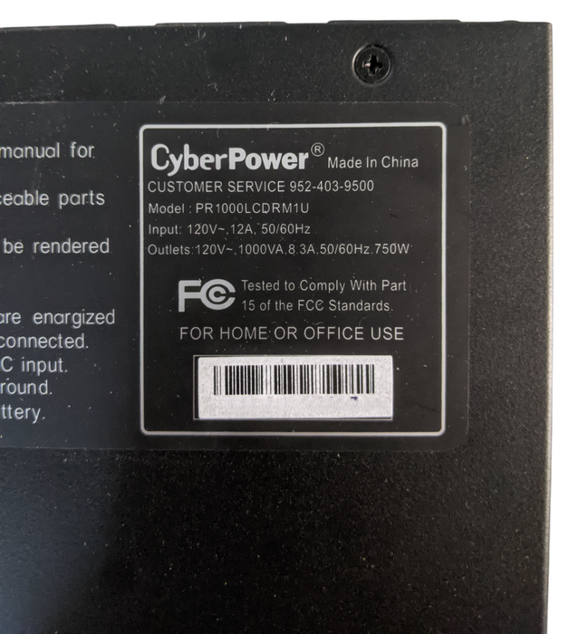 CyberPower Smart App LCD UPS 1000VA 750W 120V | PR1000LCDRM1U Q