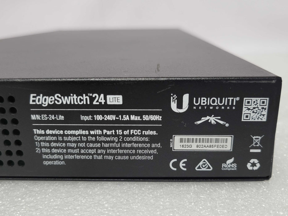 Ubiquiti EdgeSwitch 24-Port Managed POE Gigabit Switch ES-24-Lite, READ _