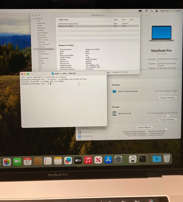 Apple MacBook Pro 15 2018 i7 8750H 32GB RAM 512SSD Radeon Pro 555X GPU READ