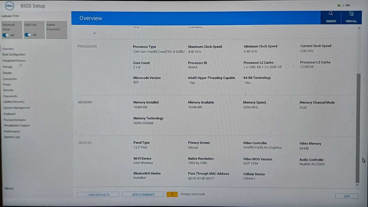 Dell Latitude 7330, i5-1245U, 16GB DDR4, 256GB NVMe, No Power Adapter  Lap200