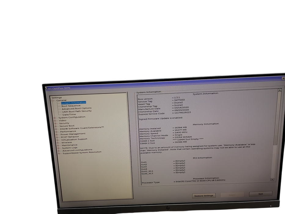 Dell OptiPlex 3070 MT i3 - 9100 @ 3.60GHz 16GB DDR4 Ram  Qθ