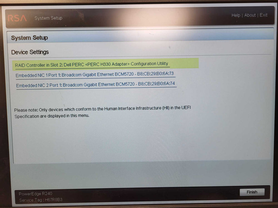 Dell/RSA PE R240 1U 4x3.5" Xeon E-2124 3.30GHz 16GB DDR4 PERC H330 1x PSU $