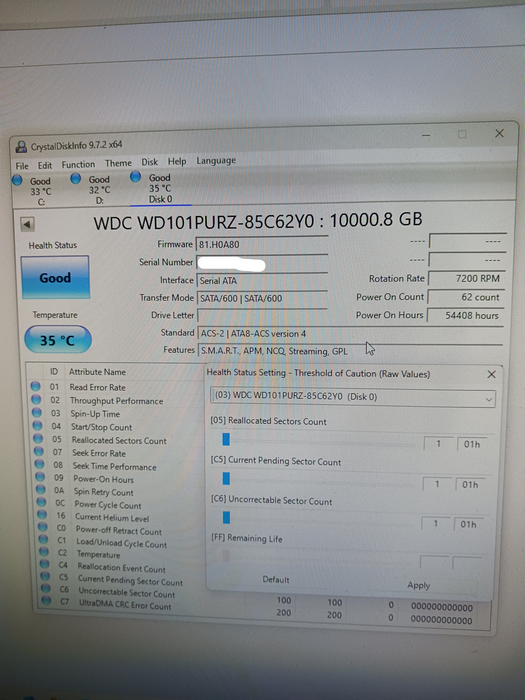 Western Digital Purple 10TB 7200RPM SATA 6Gb/s 3.5'' HDD WD101 PURZ