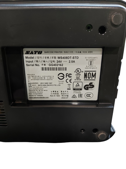 SATO WS4 Barcode Label Printer WS408DT-STD