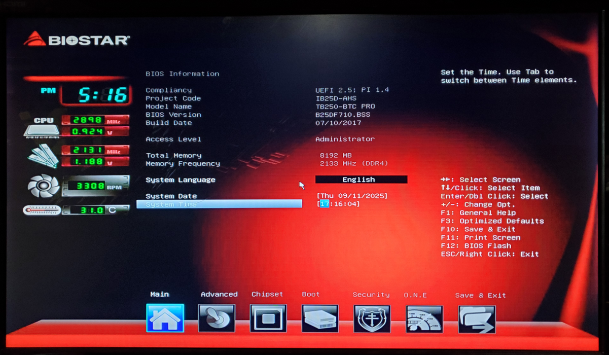 Biostar TB250-BTC PRO Motherboard Celeron G3930 8GB RAM - w/ I/O Shield