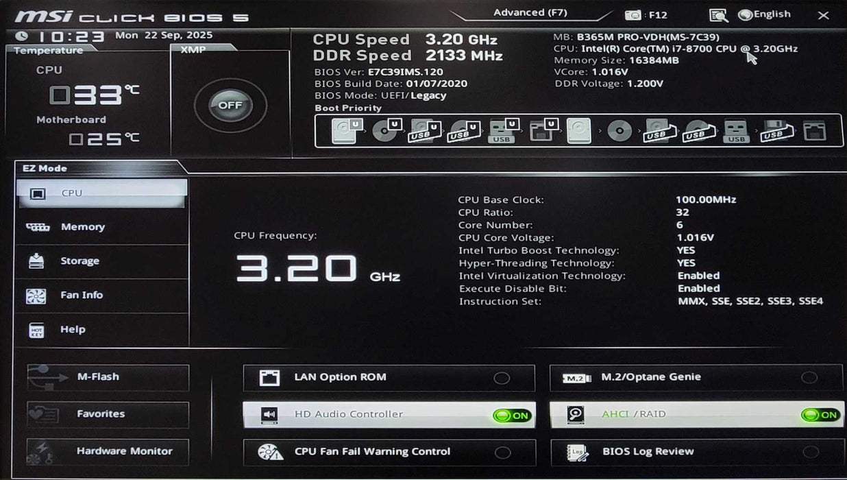 Custom/MSI Tower PC, Core i7-8700 3.20GHz, 16GB DDR4, 256GB m.2, 750 Watt _