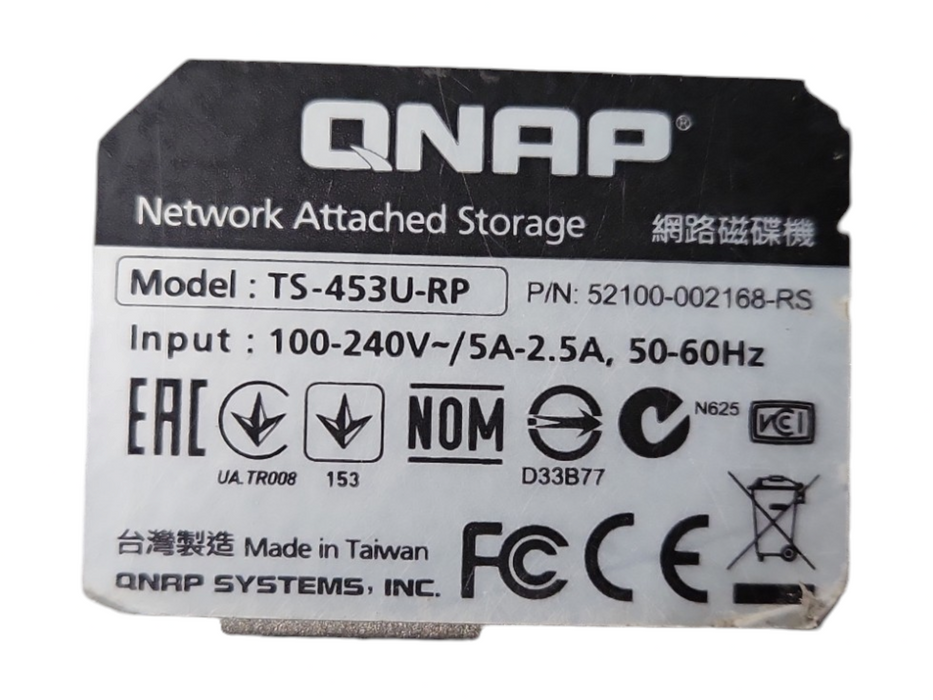 QNAP TS-453U-RP 4-Bays NAS, 8GB RAM, 12TB (4x3TB)HDDs