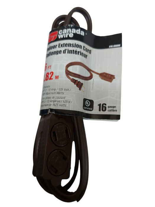LOT 4x Indoor Extension Cord - 3 Outlet - 2x 12ft & 2x 6ft 16 Gauge