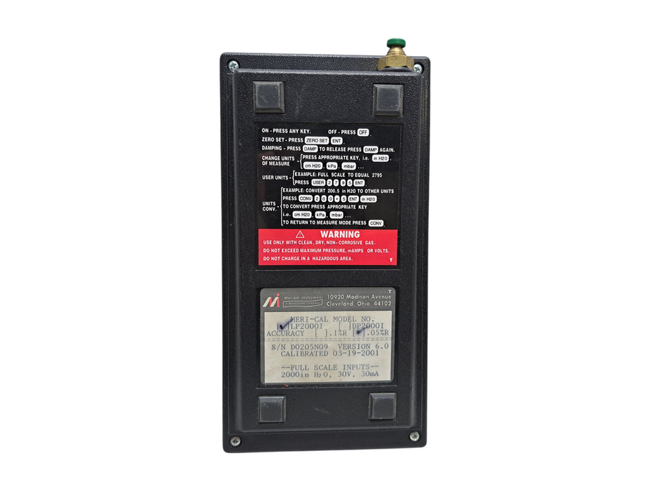 Meriam Meri-Cal LP2000I 0.05%R Digital Manometer *READ* )