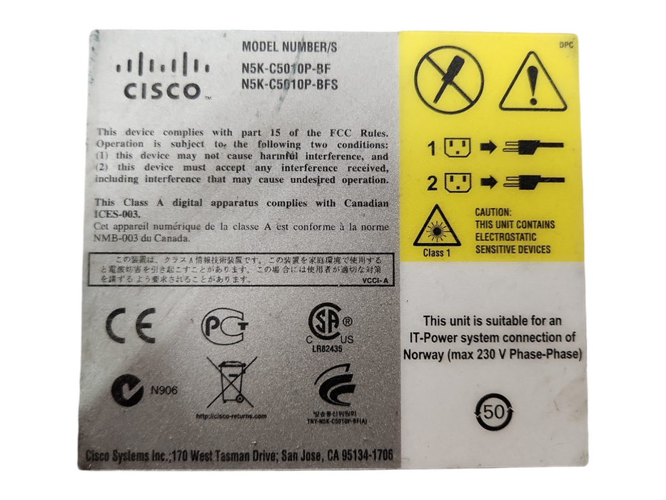 Cisco Nexus N5K-C5010P-BF 20-Port 10GB Gigabit Ethernet Switch w/ N5K-M1404