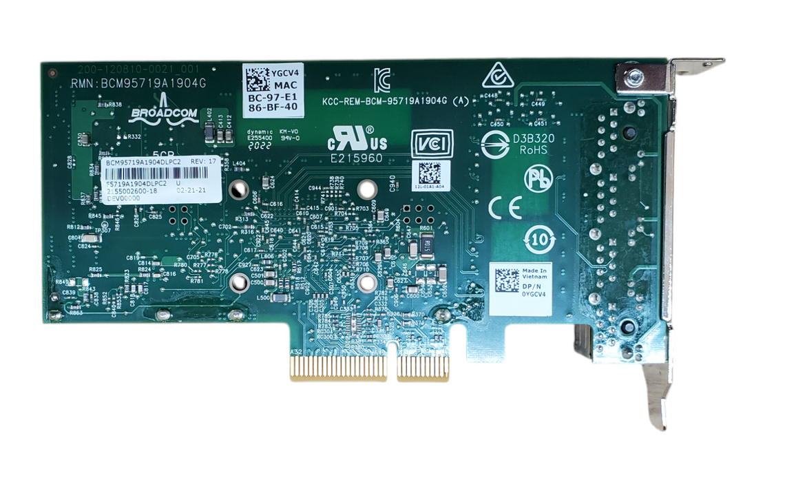 Dell TMGR6 Broadcom 5719 Quad Port 1Gb Ethernet Gigabit PCIe Network Card