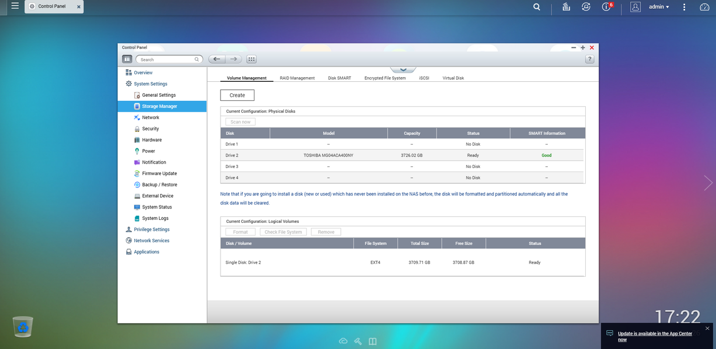 QNAP Turbo NAS Server TS-459U-SP+ 4-Bay 1x 4TB 3.5" HDD $