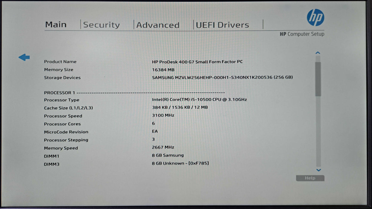 HP ProDesk 400 G7 SFF | Intel Core i5-10500 @3.10GHz, 16GB DDR4, 256GB NVMe )