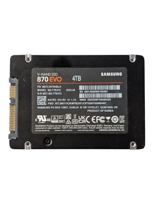 Samsung 870 EVO 4TB 2.5 inch SSD MZ-77E4T0 MZ7L34T0HBLA -