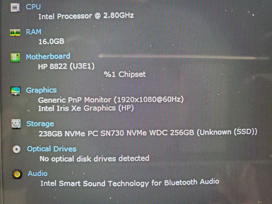 HP Envy 17t-cg100 17.3" Intel Core i7-1165G7 2.8GHz 16GB RAM 256GB NVME SSD  Lap200