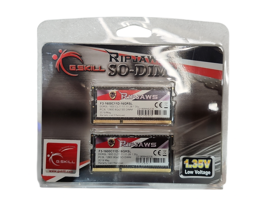 G.SKILL 16GB (2x 8GB) PC3L-12800 DDR3L-1600 SODIMM Memory F3-1600C9D-16GRSL Q