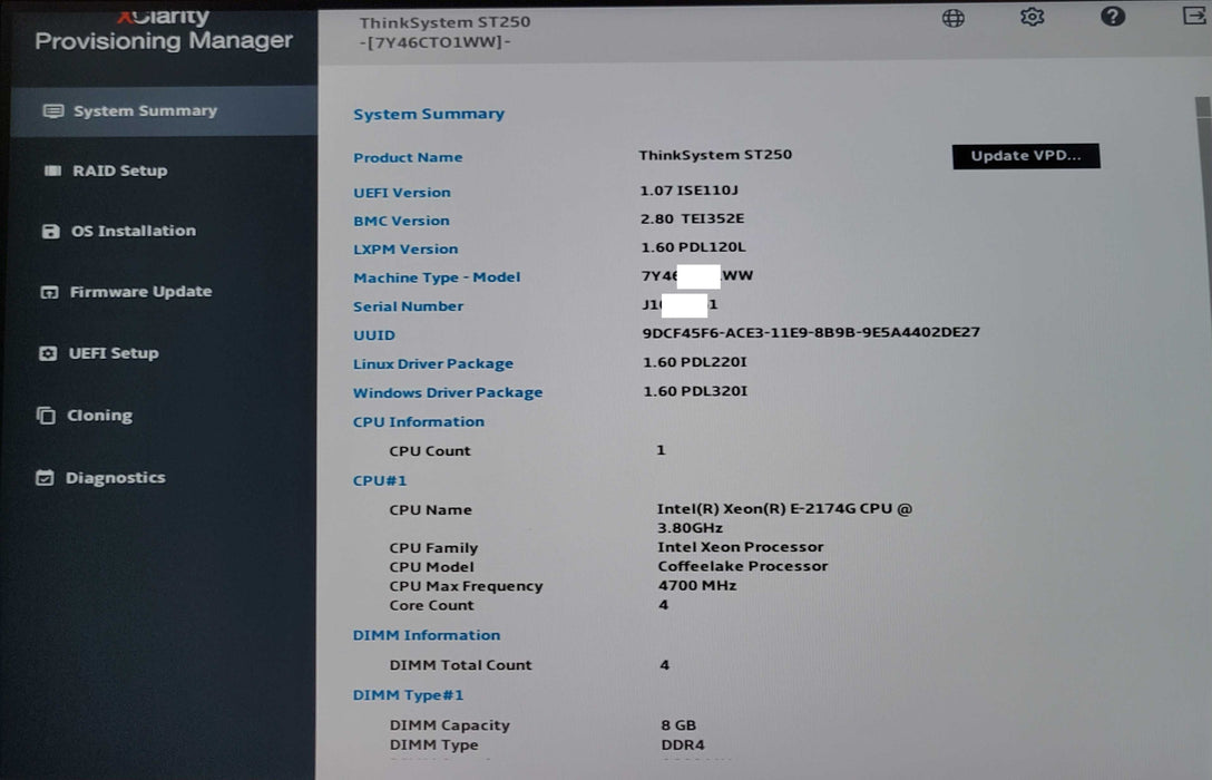 Lenovo ThinkSystem ST250 Xeon E-2174G 3.80GHz 56GB DDR4 2x PSU, 530-8i _